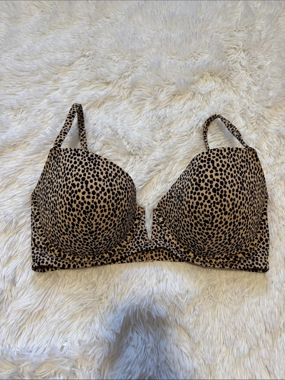 Shade & Shore Leopard Print Bikini Top Size 36DD